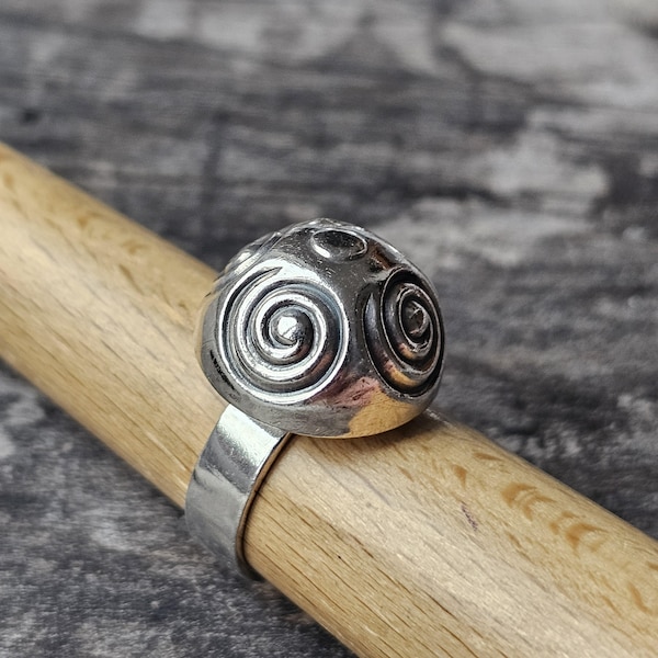 Kalevala Koru Silver Spiral Ring: Halikko 12th Century Style, Size 7.25