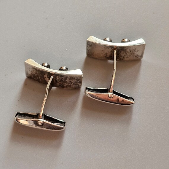 Boutons De Manchette Vintage Années 60 En Argent Sterling - Style Moderniste, Signés FI, Occasion
