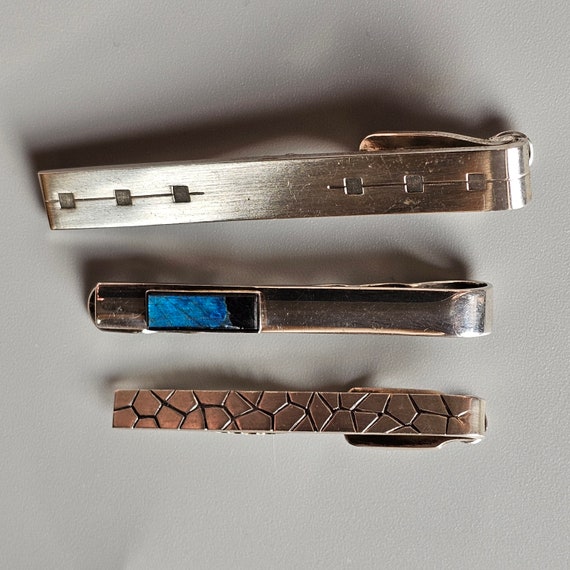 Vintage Finnish Modernist Silver Tie Clips by Kup… - image 2