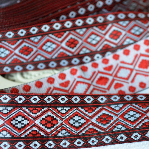 Red Ethnic Trim Jacquard Ribbon Trim Woven Border Embroidery - Etsy