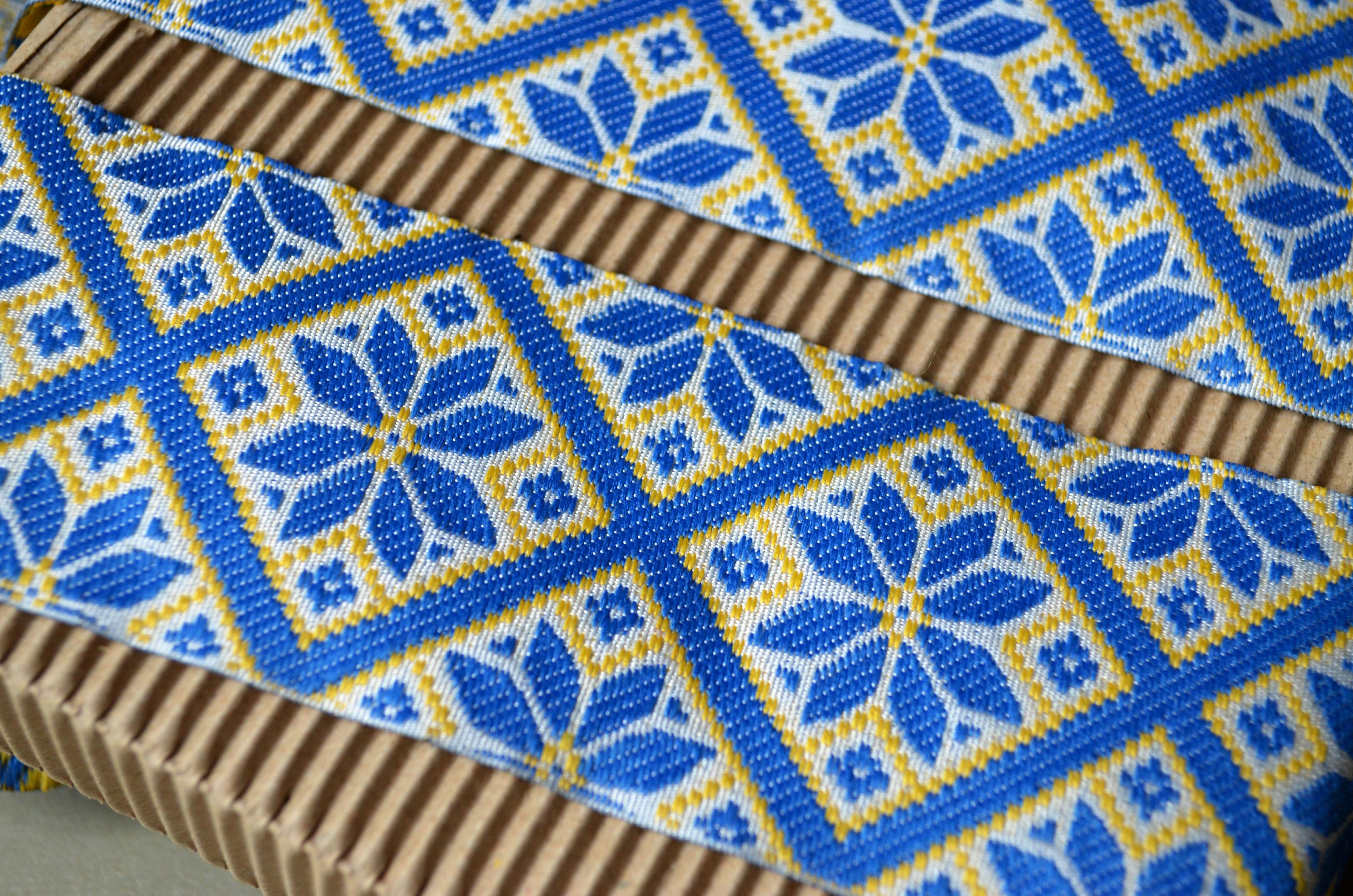 Jacquard ribbon trim Blue yellow embroidery trim Ukrainian Etsy