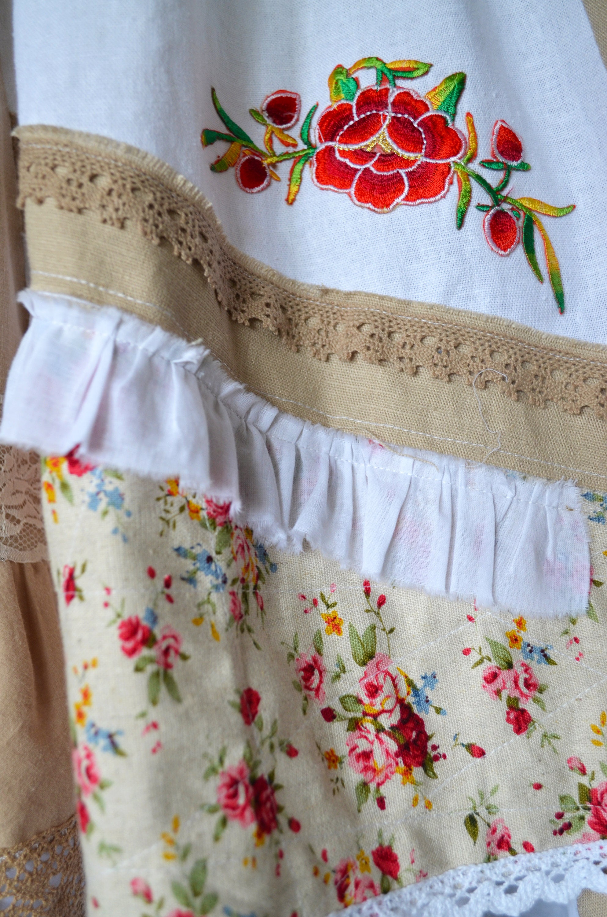 Long beige Boho flowers skirt Summer asymmetrical skirt Maxi | Etsy