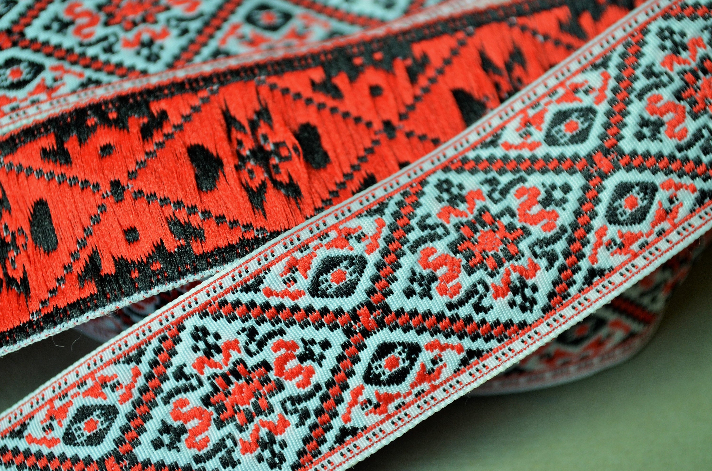 Red white black ethnic trim Ukrainian ribbon Embroidery Etsy