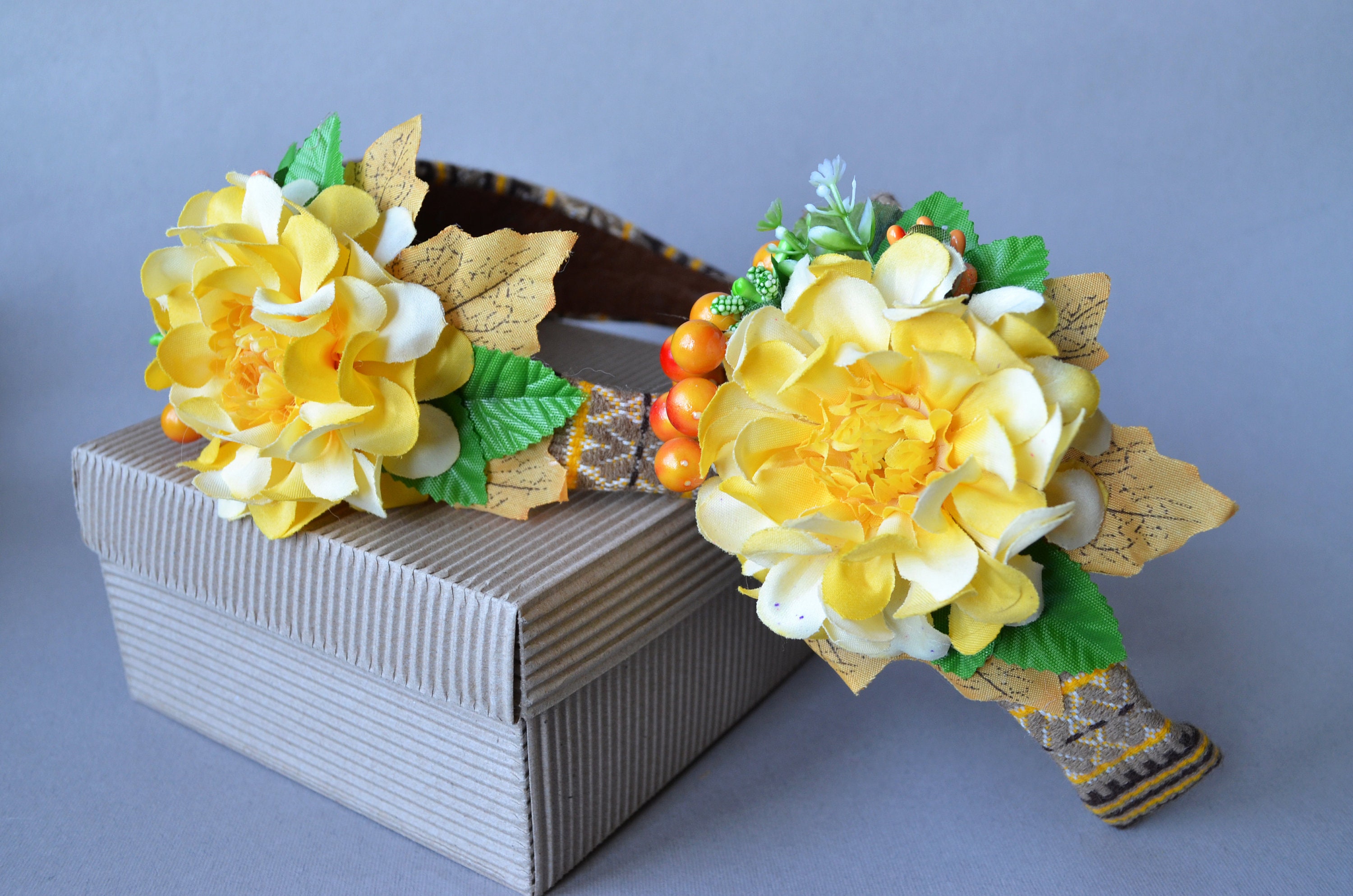 Ukrainian head wreath/ headband in red/cream colors for kids or woman accessory