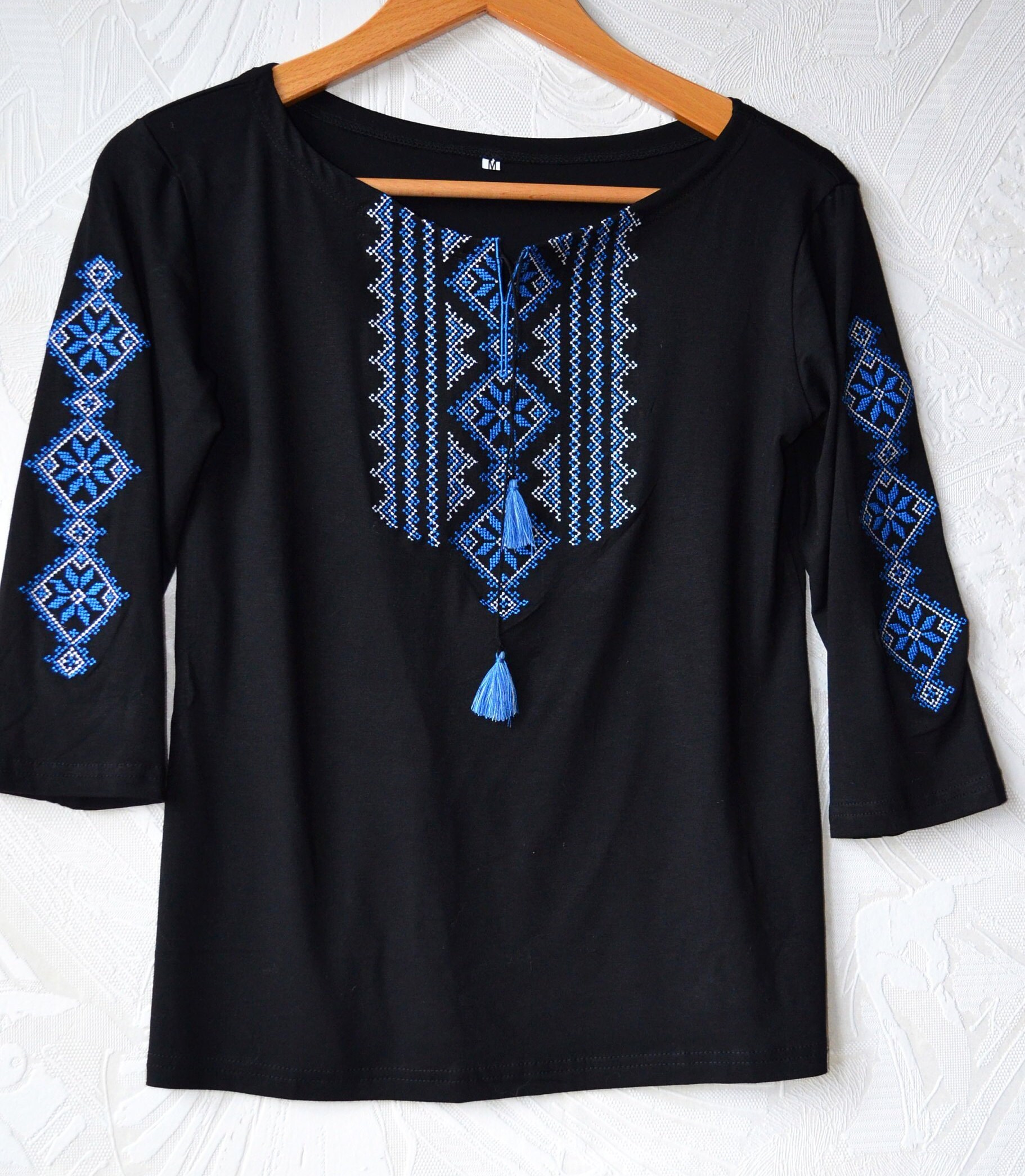 Embroidered Black Shirt Ukrainian Ornament Vishivanka T-shirt | Etsy