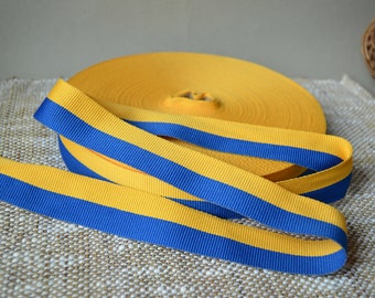 Blue yellow trim, Ukrainian design woven border, Folkloric, Ethnic Trim, Width 0.8" (2cm)