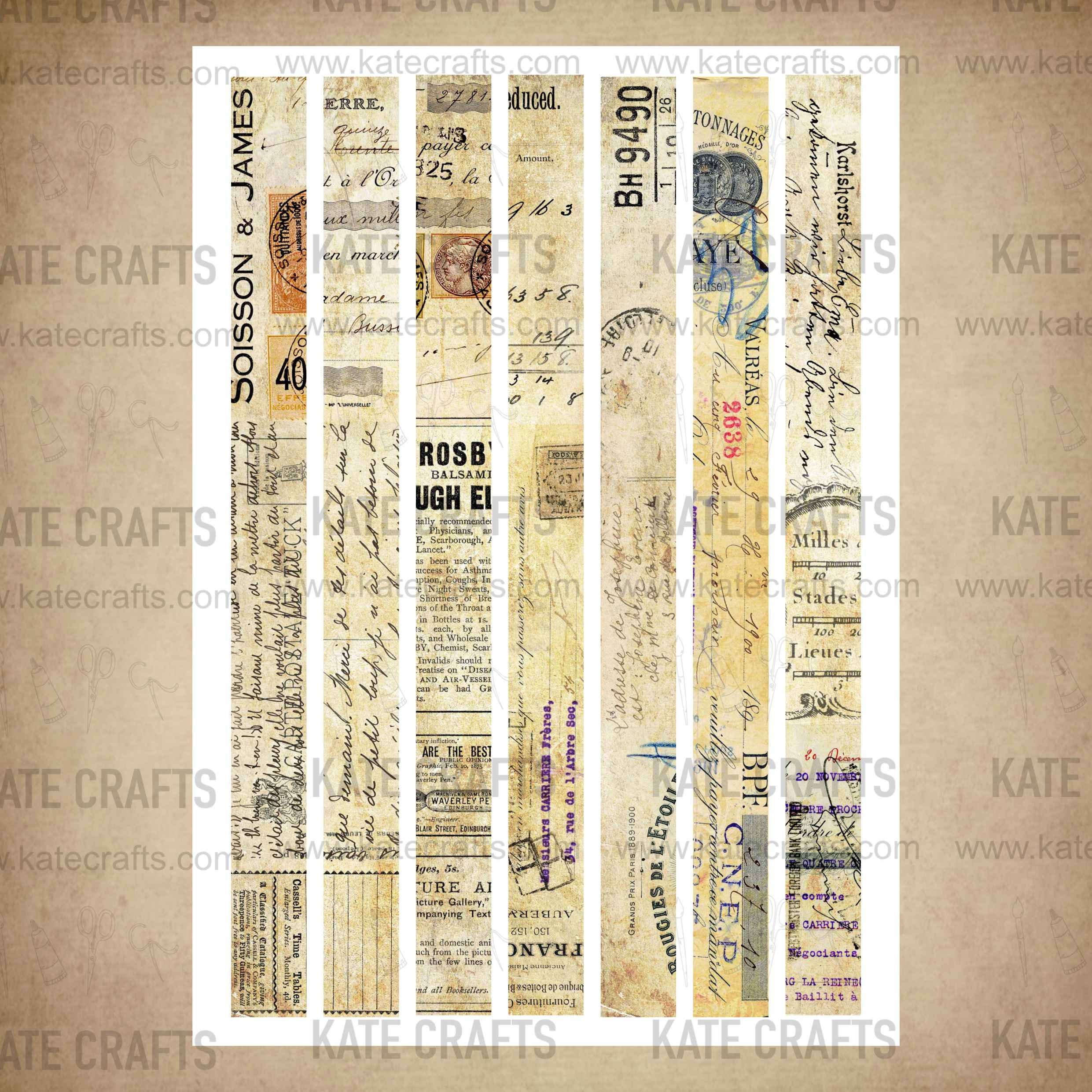 VINTAGE Digital WASHI Tape 4, Digital JUNK Journal Printable, Journal ...