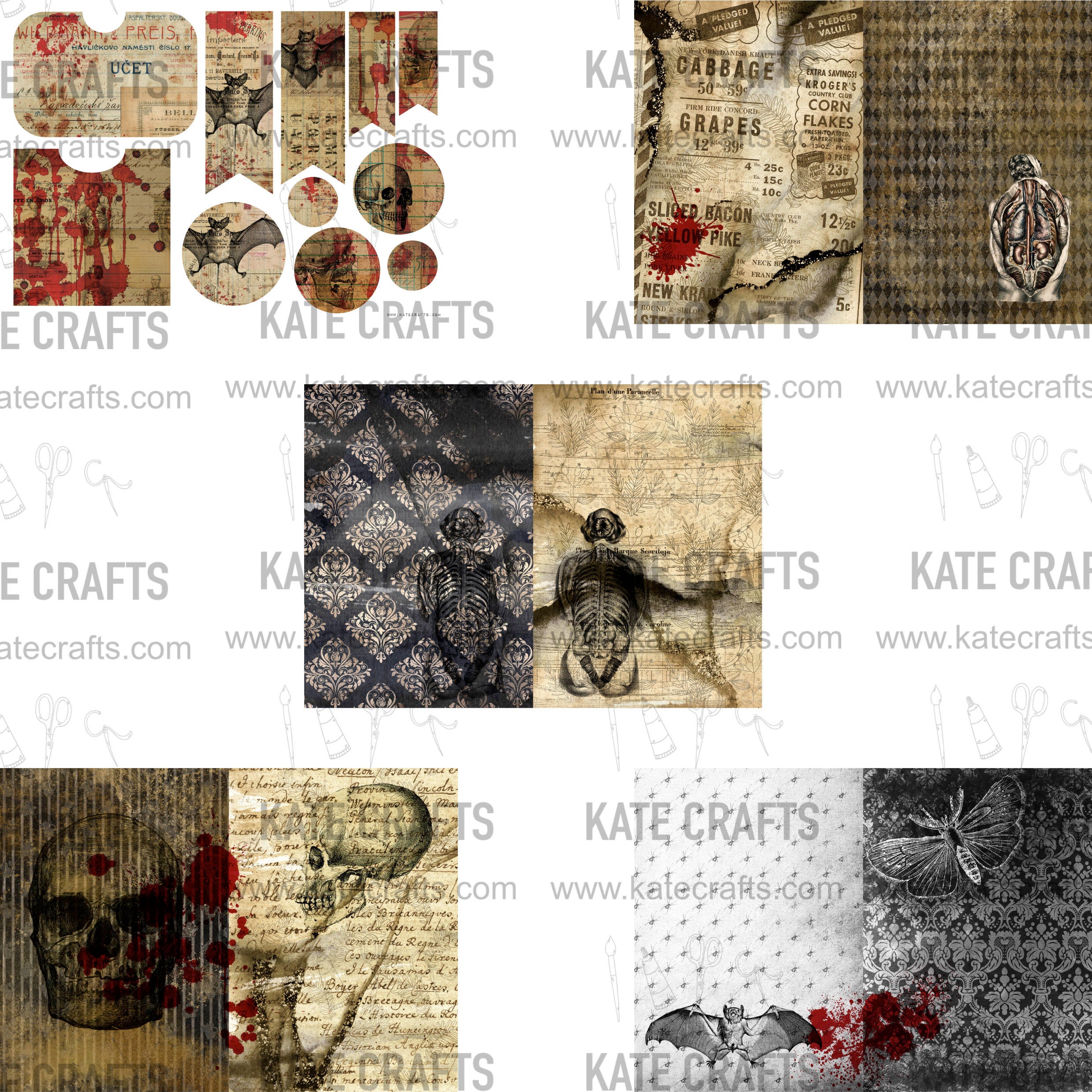 VINTAGE HORROR Collection, 30 Pages - Digital JUNK Journal