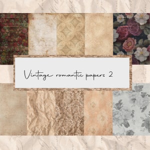 Set of 10 vintage romantic papers nr2 - digital JUNK journal printable,ephemera, junk journal paper, junk journal pattern, background