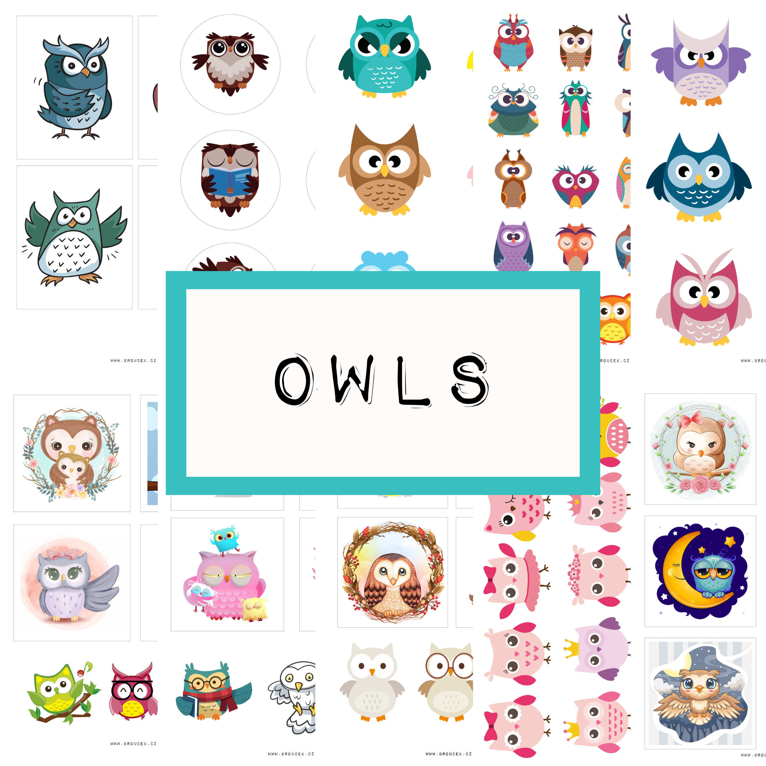 CUTE OWLS, digital JUNK journal printable, journal ephemera, junk journal paper, funny owls, owl ima