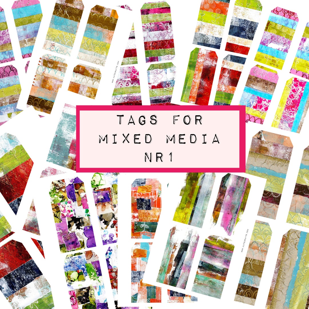 48 Tags for Art Journal, Junk Journal, Mixed Media, Collage Tags - Etsy