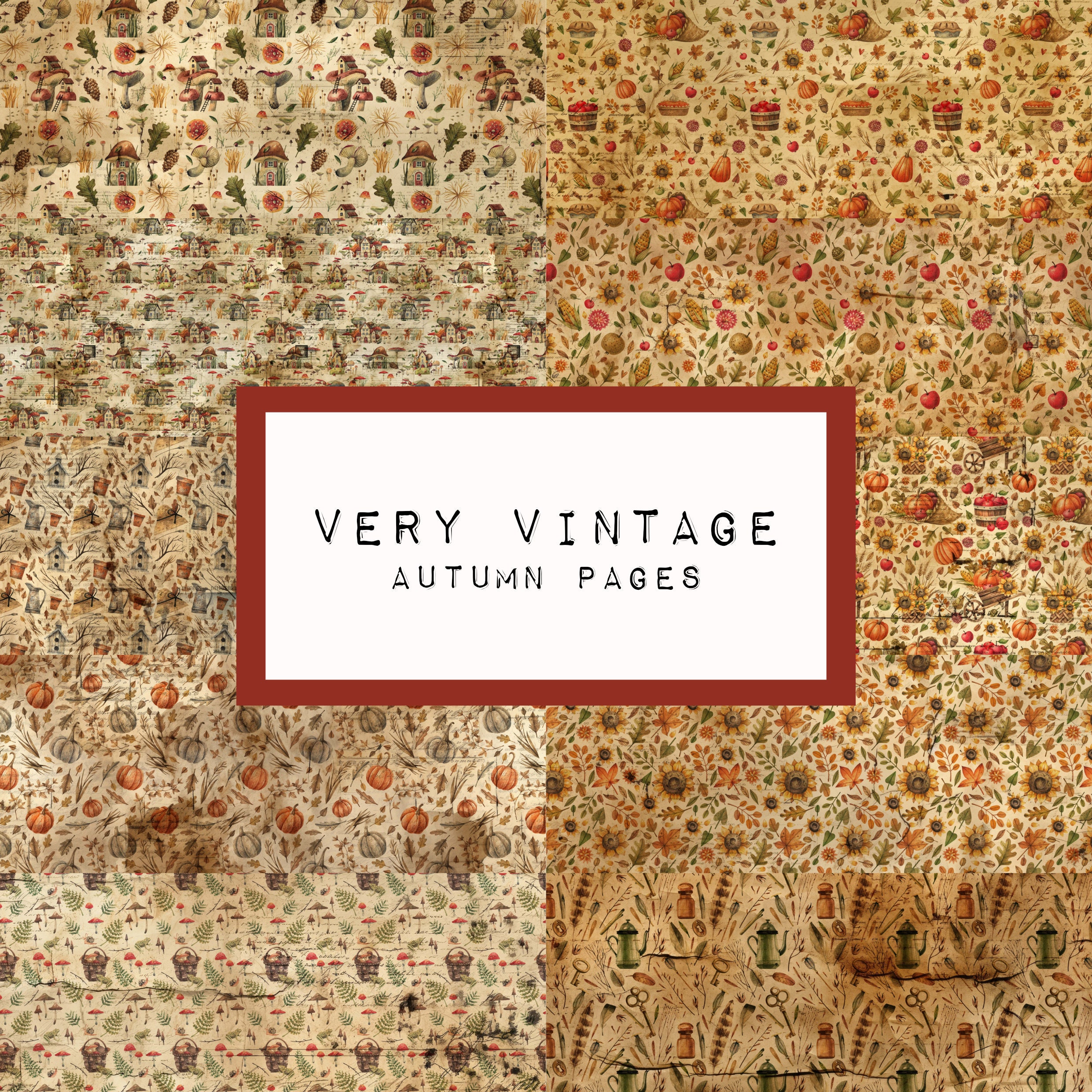 VERY VINTAGE Autumn Papers 10, Digital Junk Journal Printable