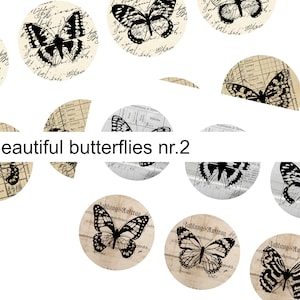 Set of 16 vintage butterflies ephemera in circles , vintage ephemera, digital printable, junk journal, square ephemera, vintage butterflies