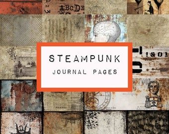 STEAMPUNK journal pages - digital JUNK journal printable, journal ephemera, junk journal paper, industrial, grungy junk journal