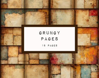 GRUNGY pages,  18 pages  - digital JUNK journal printable, journal ephemera, junk journal paper, dark, grungy, katecrafts, KC0661