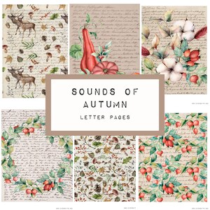 SONIDOS de las páginas de cartas de OTOÑO, descarga digital, diario basura, katecrafts, KC0338, efímera, otoño, otoño, álbum, calabaza, hojas