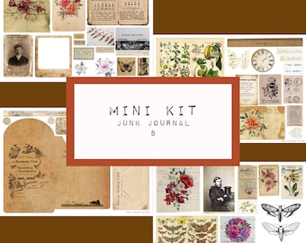MINI KIT  - junk journal - nr8,  digital JUNK journal printable, journal ephemera, junk journal paper,  art journal, katecrafts, KC0506