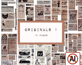 Original Newspaper Ephemera, Vintage Adverts, Junk Journal Pages (Digital Download), KC0677, NO AI