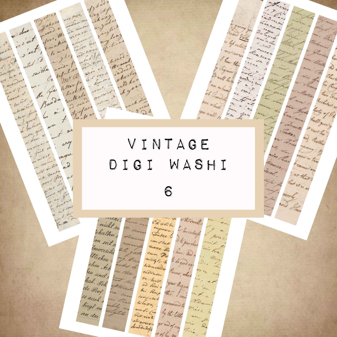 VINTAGE Digital WASHI Tape 6, Digital JUNK Journal Printable, Journal ...