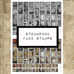 STEAMPUNK faux stamps - digital JUNK journal printable, journal ephemera, junk journal paper, industrial, grungy junk journal
