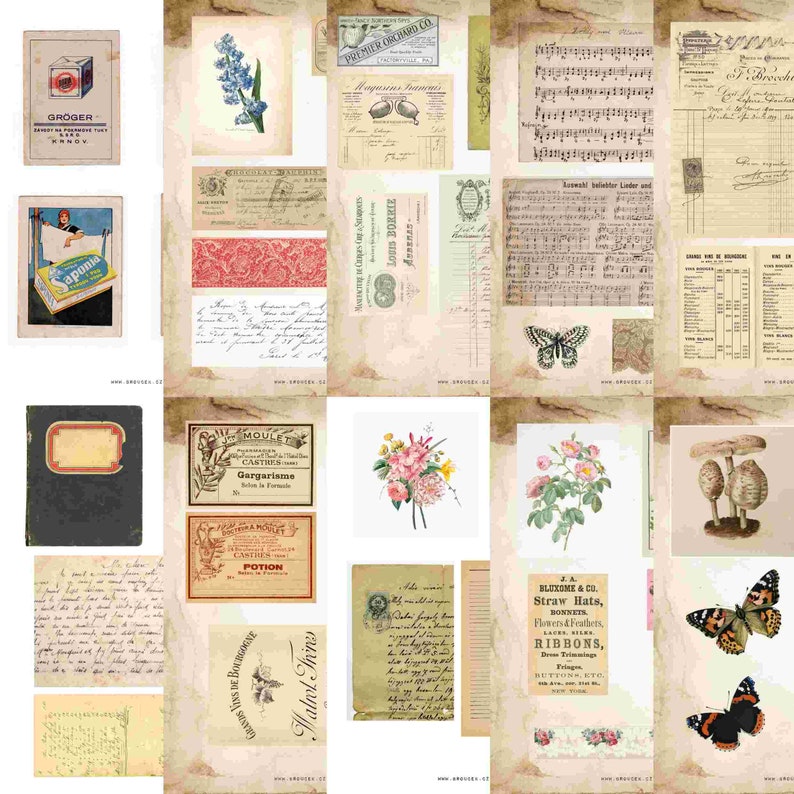 EPHEMERA MEGA Pack 50 Sheets - Digital JUNK Journal Printable, Journal ...