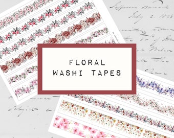 EPHEMERA floral washi tapes,  digital JUNK journal printable, journal ephemera, junk journal paper, vintage paper, art journal