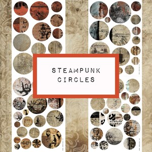 STEAMPUNK circles - digital JUNK journal printable, journal ephemera, junk journal paper, industrial, grungy junk journal