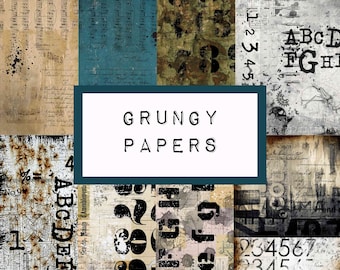 Set of 8 grungy industrial papers - digital JUNK journal printable, journal ephemera, junk journal paper, junk journal pattern, background