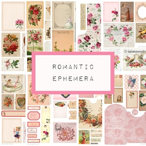 ROMANTISCHE vintage EPHEMERA 10 Seiten, digitales Junk Journal, Journal Ephemera, Junk Journal Papier, pink, Liebe, KC0437, katecrafts,