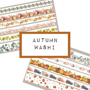 AUTUMN digital WASHI stripes,  digital JUNK journal printable, journal ephemera, junk journal paper,  art journal, fall, pumpkin, sunflower