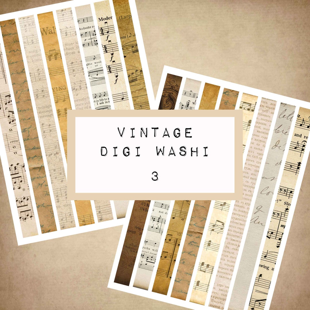 VINTAGE Digital WASHI Tape 3, Digital JUNK Journal Printable, Journal ...