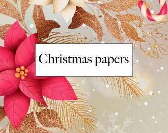 Beautiful christmas papers -   digital JUNK journal printable, journal ephemera, junk journal paper, for Christmas tags