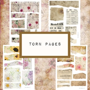 TORN PAGES, giornale digitale JUNK stampabile, diario effimero, carta da giornale spazzatura, carta vintage, carta squallida