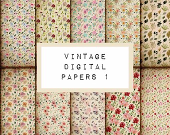 Vintage digital papers 1, digital JUNK journal printable, journal ephemera, junk journal paper, vintage paper