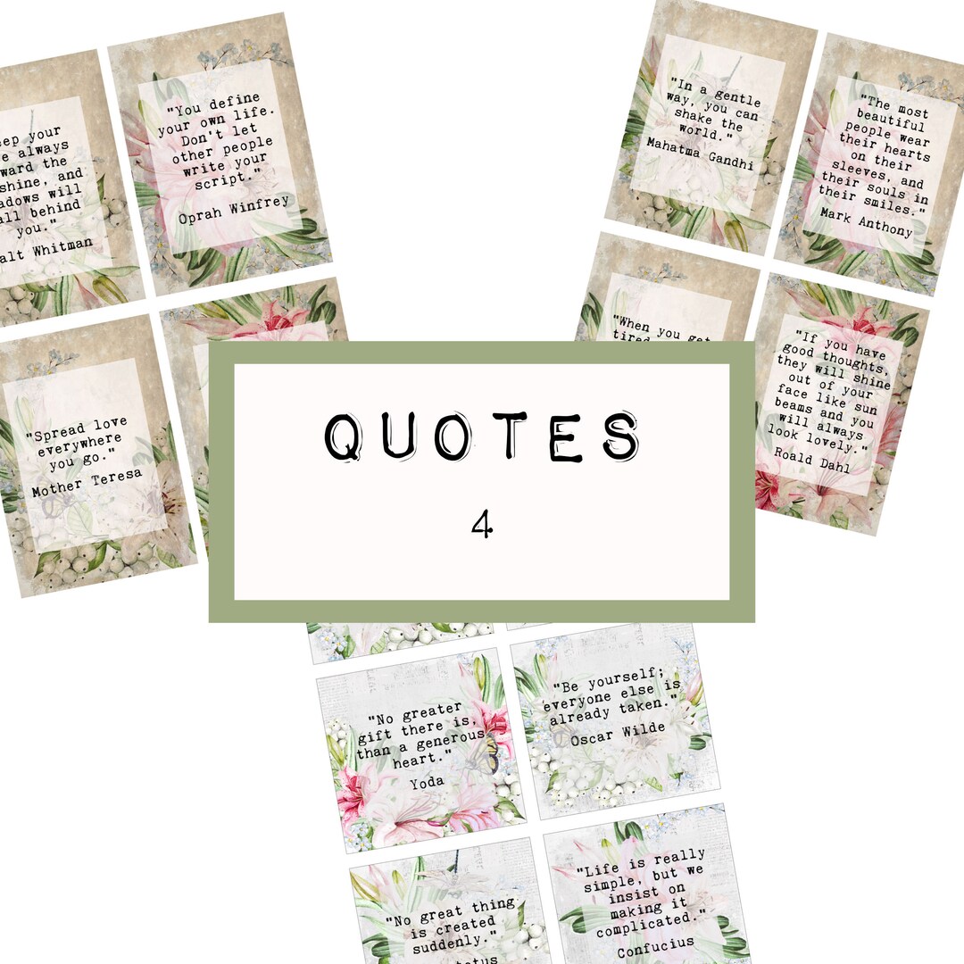 QUOTES for Junk Journaling 4, Digital JUNK Journal Printable, Journal Ephemera, Junk Journal ...