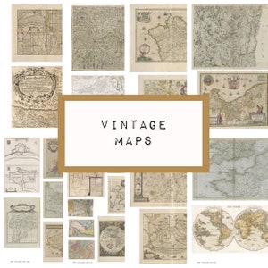 VINTAGE MAPS, 8 pages, digital JUNK journal printable, journal ephemera, junk journal paper, vintage paper, KC0390, katecrafts, travel, map