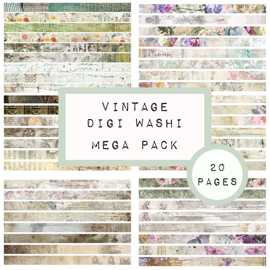 Vintage Washi Tape Strips - 20 Page Digital Ephemera (digital Download ...