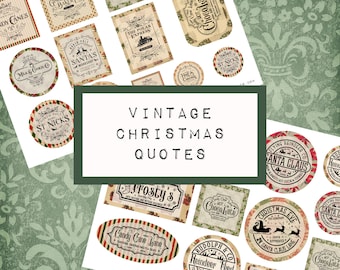 CHRISTMAS vintage quotes,  digital JUNK journal printable, journal ephemera, junk journal paper,  art journal, KC0356, katecrafts