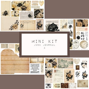 MINI KIT  - junk journal - nr4,  digital JUNK journal printable, journal ephemera, junk journal paper,  art journal, katecrafts, KC0502