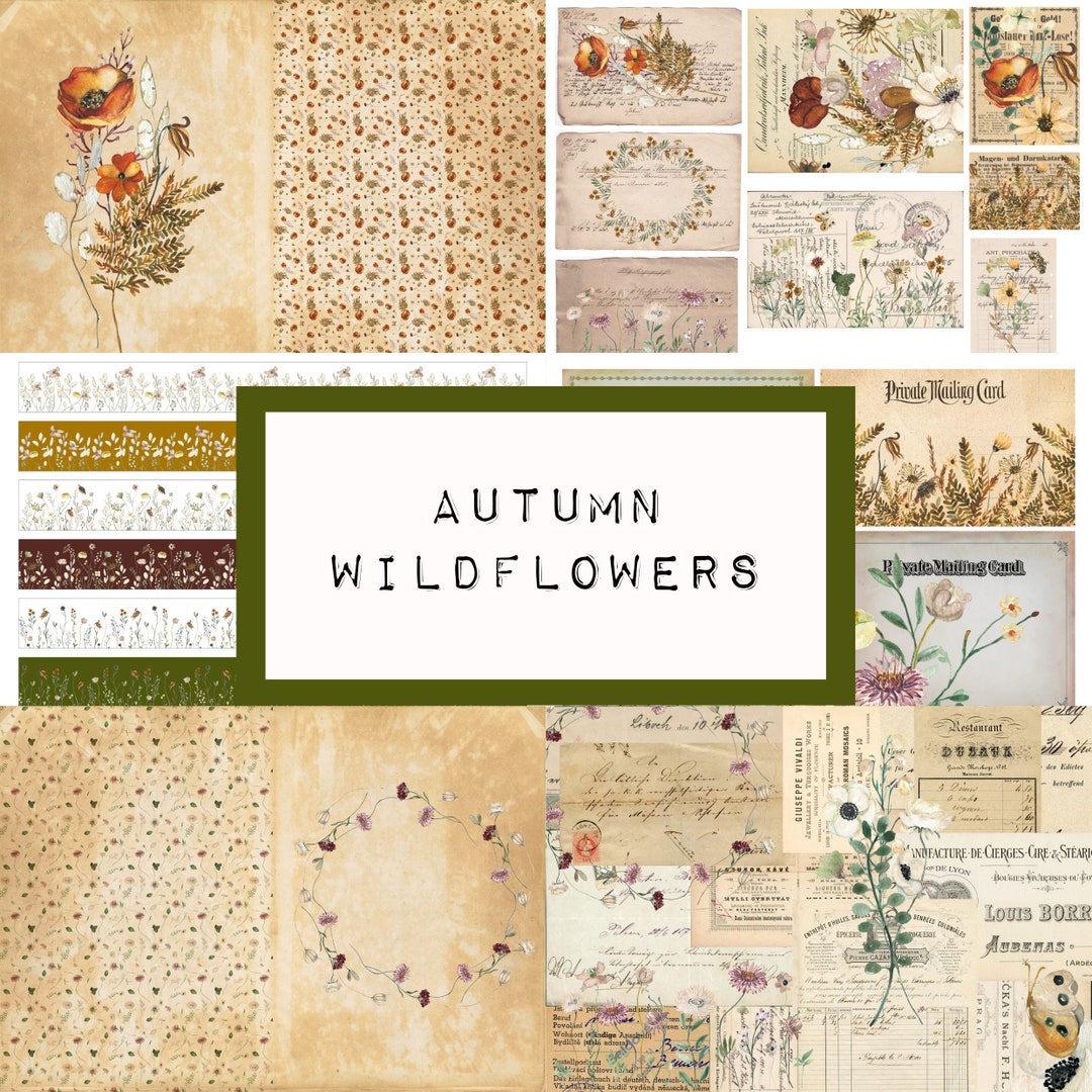 AUTUMN WILDFLOWERS Collection, 20 Pages, Digital JUNK Journal