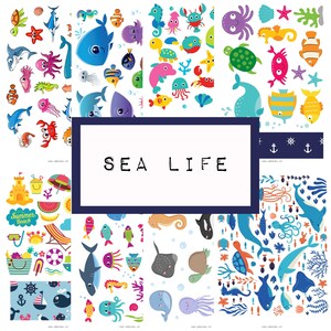 SEA LIFE images, junk journal, card making, scrapbooking printable, patterned paper