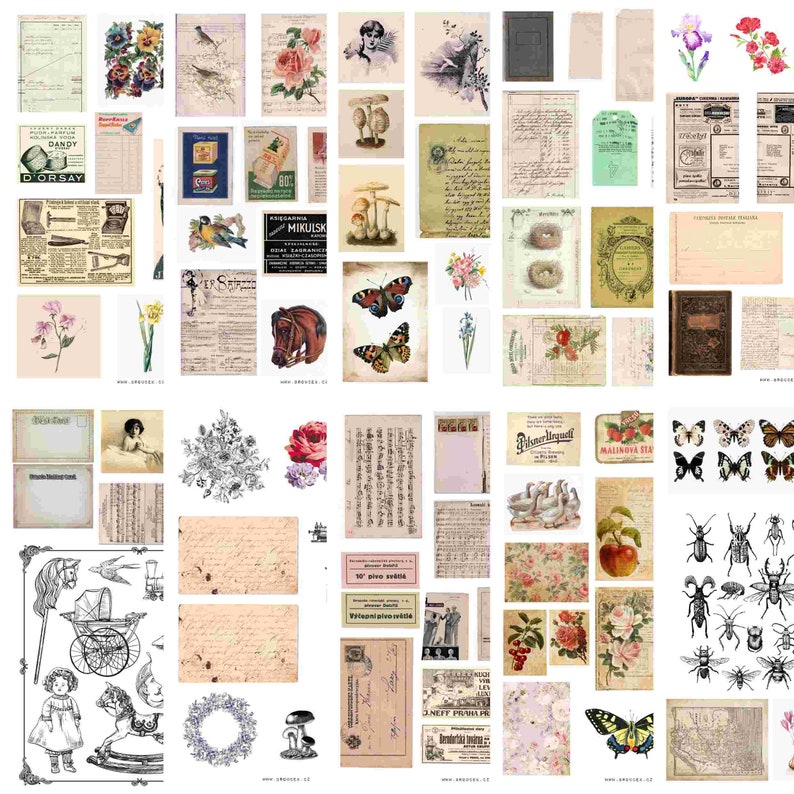 EPHEMERA MEGA Pack 50 Sheets - Digital JUNK Journal Printable, Journal ...