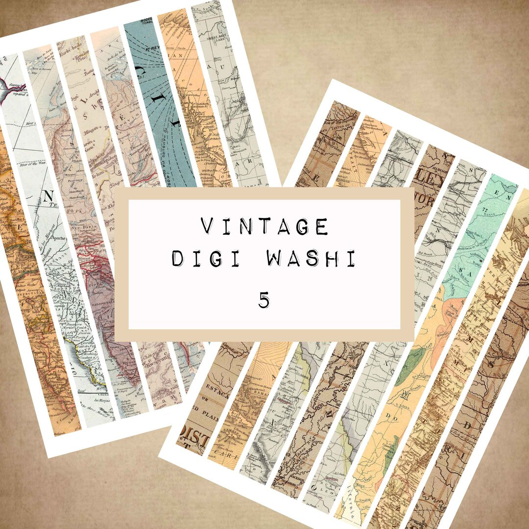 VINTAGE Digital WASHI Tape 5, Digital JUNK Journal Printable, Journal ...