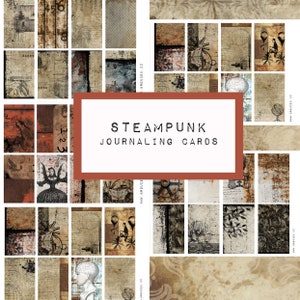 STEAMPUNK journaling cards, 40 cards - digital JUNK journal printable, journal ephemera, junk journal paper, industrial, grungy junk journal