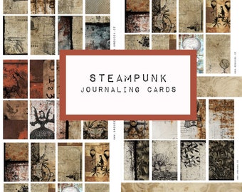 STEAMPUNK journaling kaarten, 40 kaarten - digitale JUNK journal printable, journal ephemera, junk journal paper, industrial, grungy junk journal