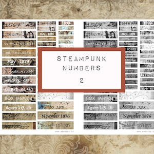 STEAMPUNK numbers No2 - digital JUNK journal printable, journal ephemera, junk journal paper, industrial, grungy junk journal