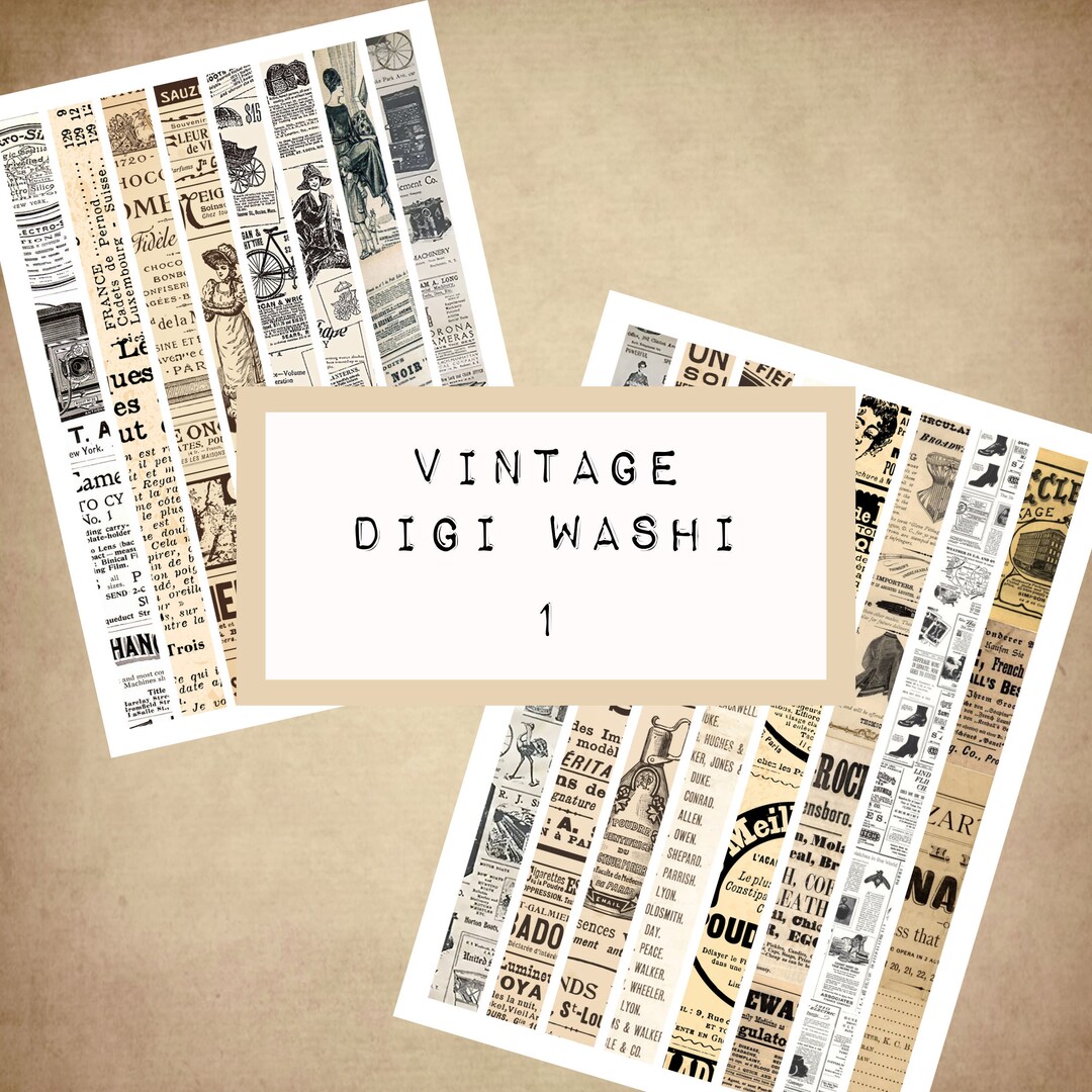 VINTAGE Digital WASHI Tape 1, Digital JUNK Journal Printable, Journal ...