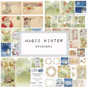 MAGIC WINTER ephemera, digital download, Christmas printable, junk journal, album, art journal KC0377, katecrafts, snow, winter