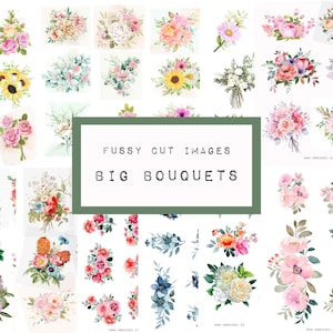 12 pages of FUSSY CUT bouquets,  digital JUNK journal printable, journal ephemera, junk journal paper, vintage paper, art journal