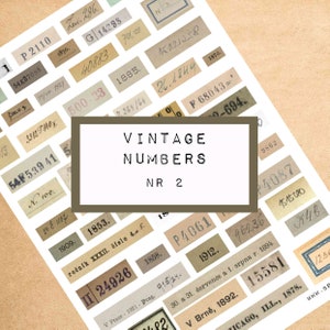 VINTAGE NUMBERS nr 2,  digital JUNK journal printable, journal ephemera, junk journal paper, vintage paper, art journal, handwritten numbers